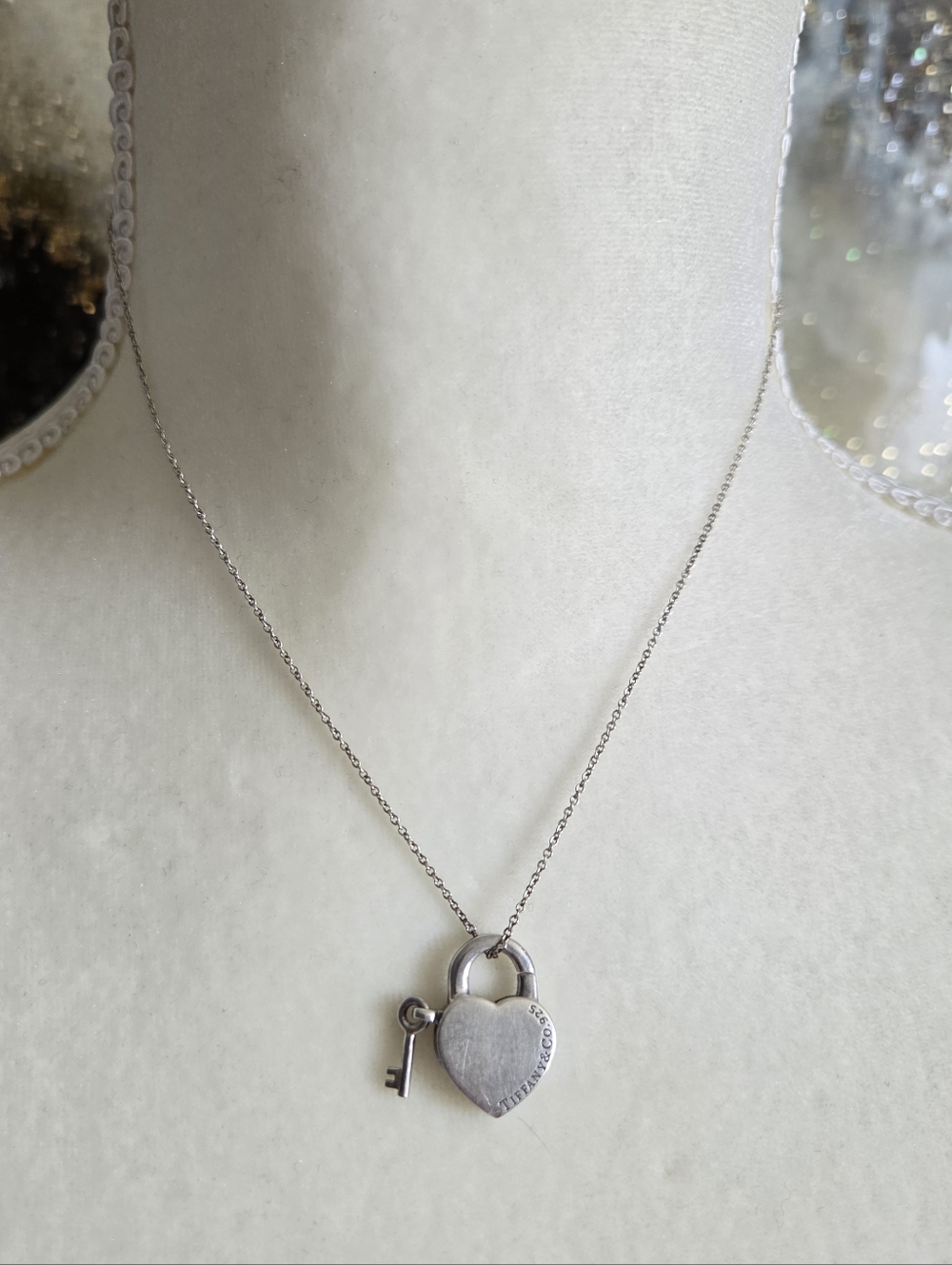 Authentic Tiffany & co Rare Heart Lock / Key  Necklace
